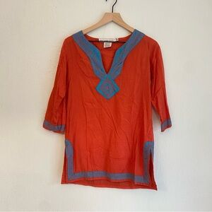 Gretchen Scott Designs Bib Collar Orange and Blue‎ Tunic